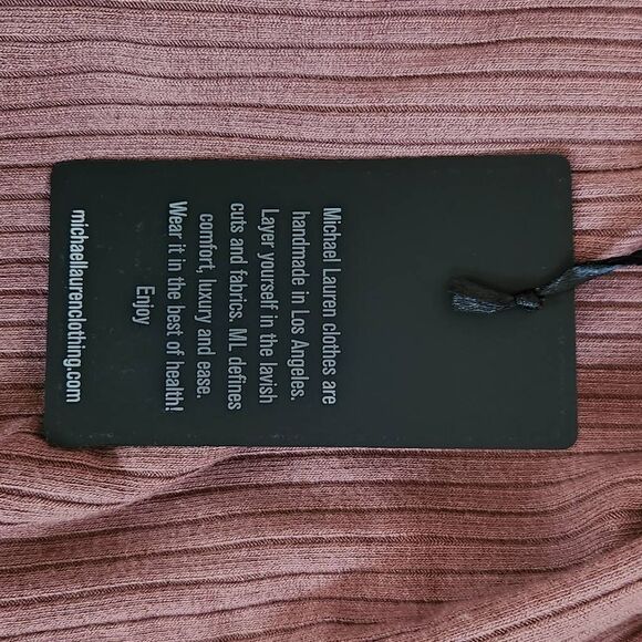 Michael Lauren Mauve Ribbed Knit One Shoulder Top Ruffle Accent NWT Size Large - Picture 9 of 11